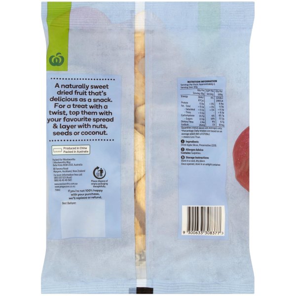 Woolworths Dried Apple Slices 200g bunch