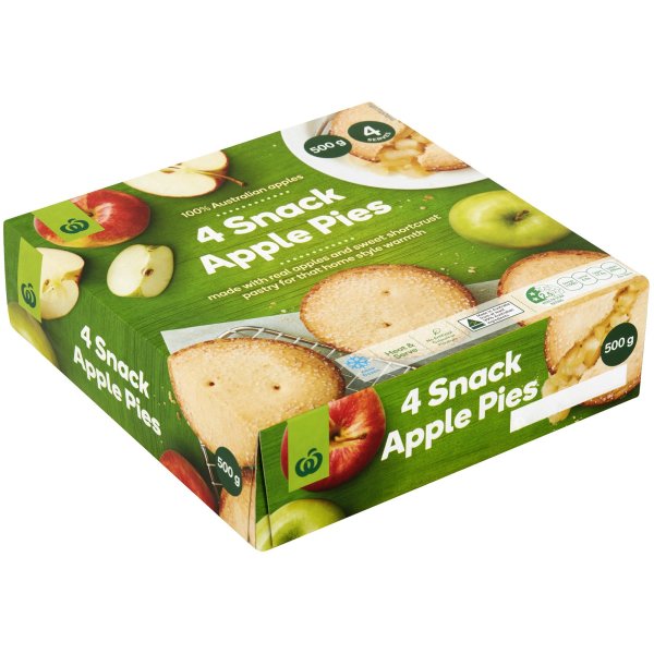 Woolworths Frozen Apple Pie Snack 4pk 500g Bunch